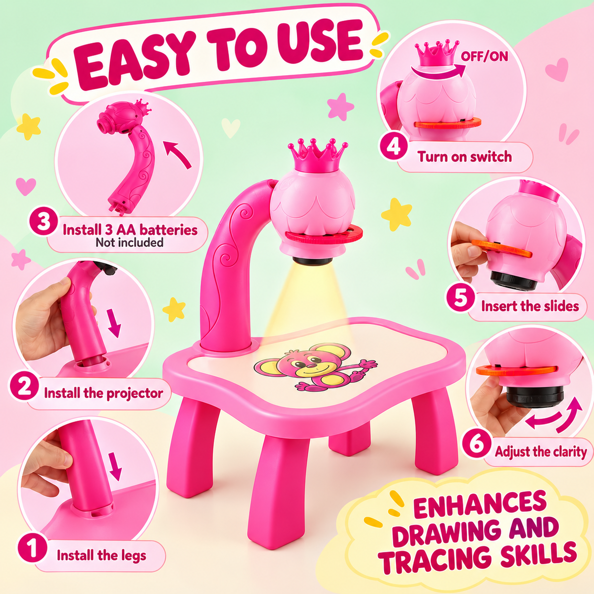 Magic Drawing Projector Table – Trace, Draw & Colour