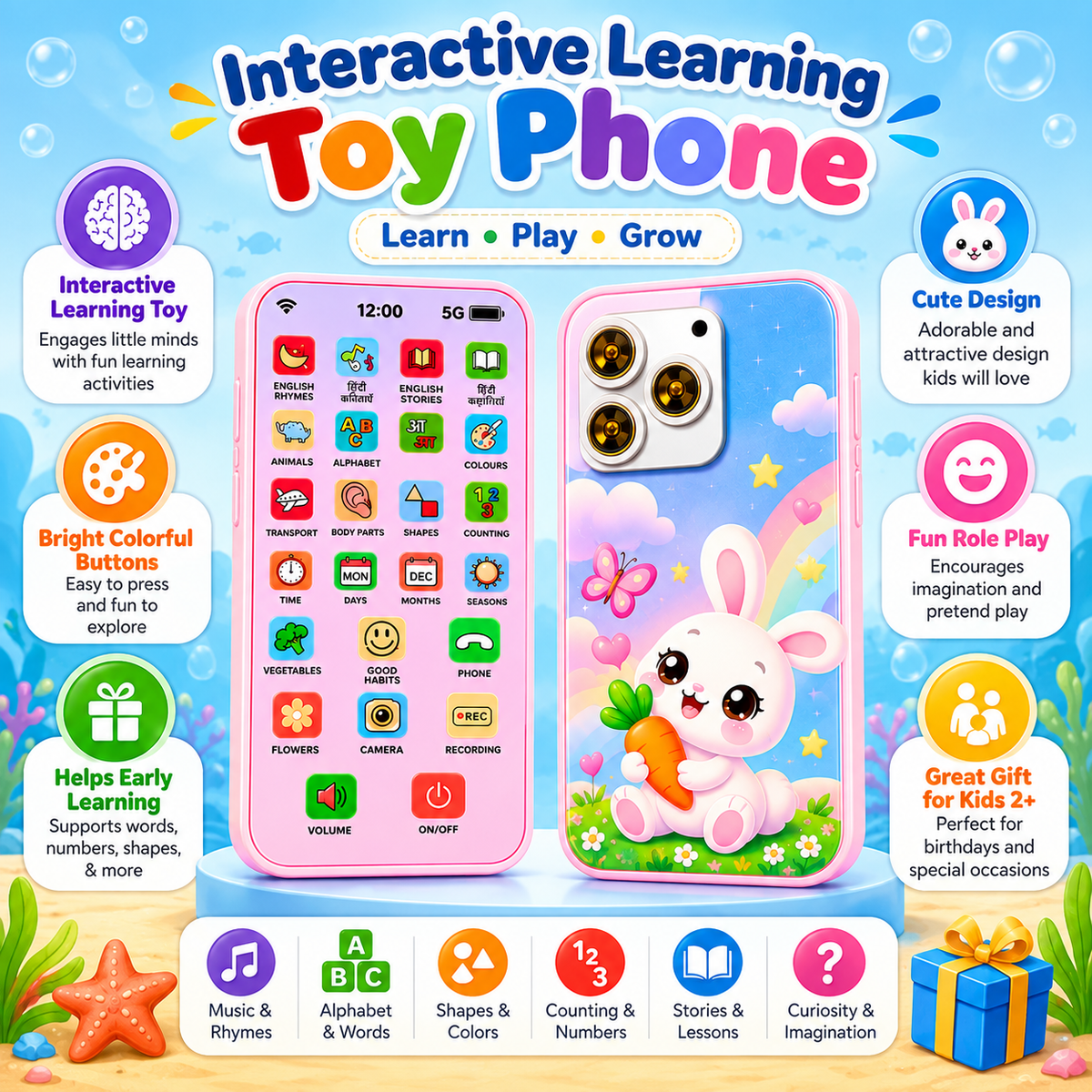 Kids Interactive Learning Phone – English & Hindi
