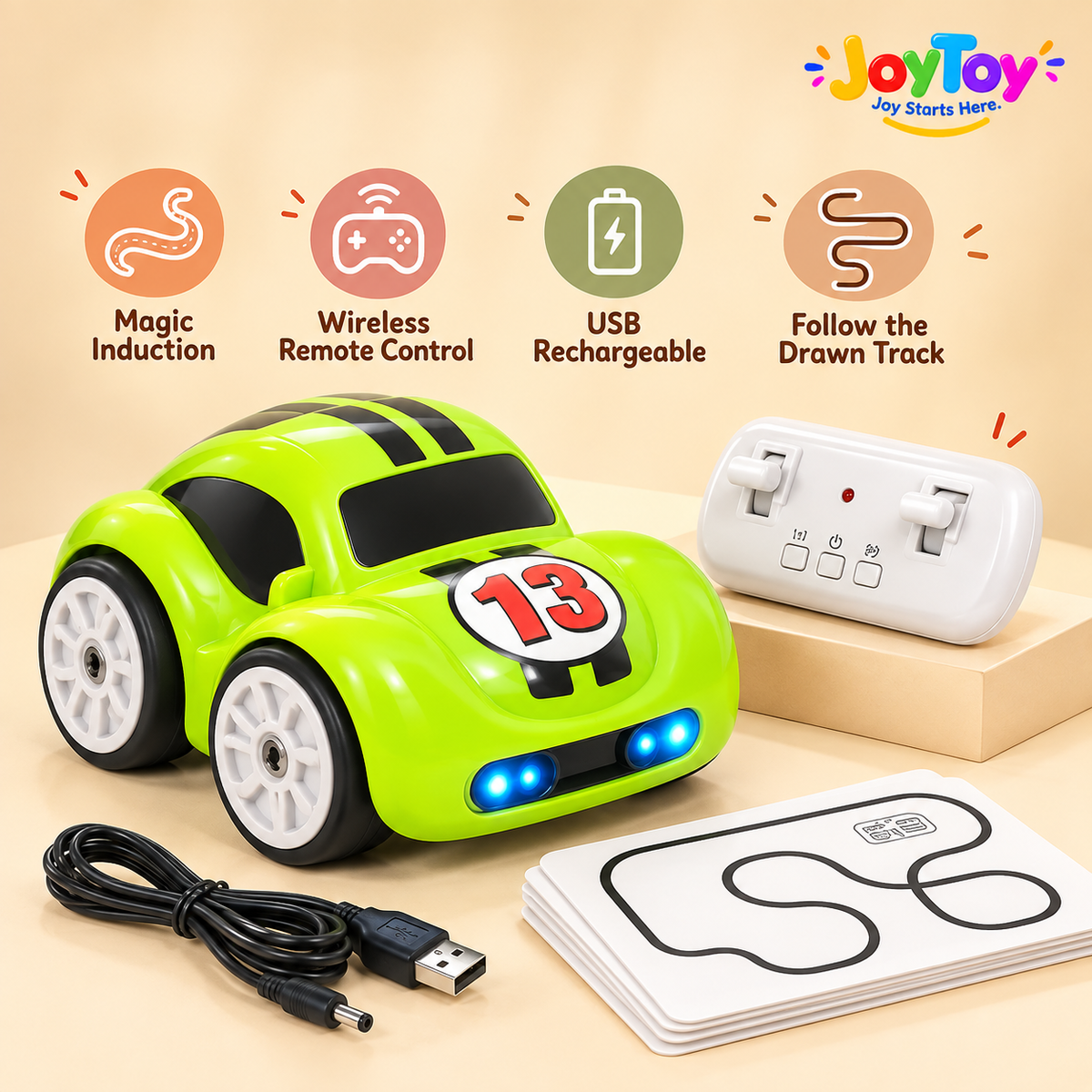 Magic Induction RC Sensor Car – Lights, Music & Smart Follow