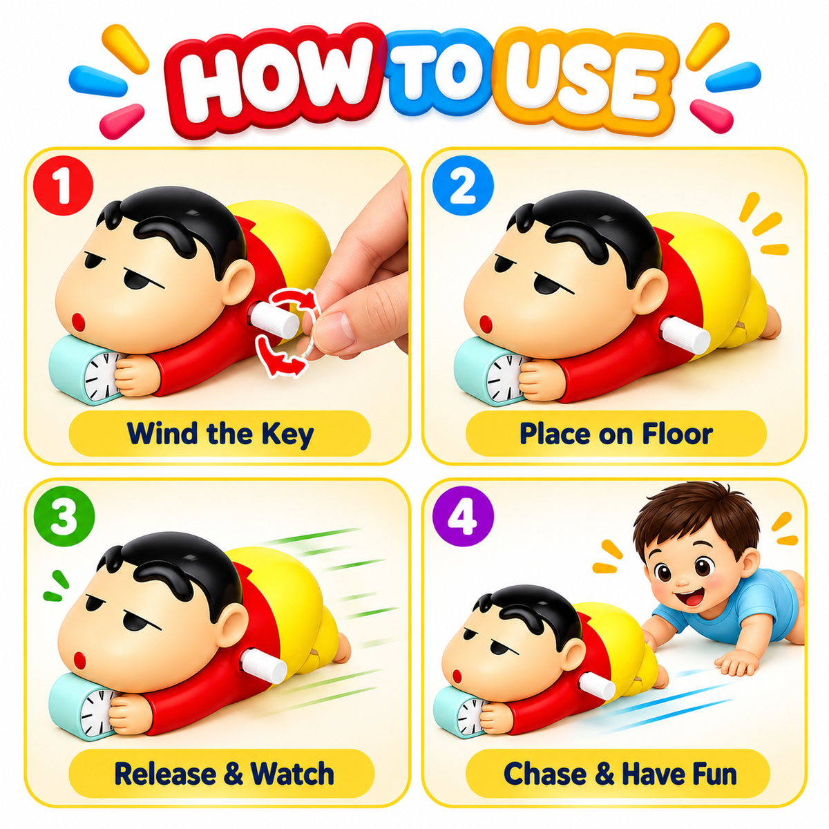 Crawling Shinchan Action Toy – Wind-Up Chase & Play